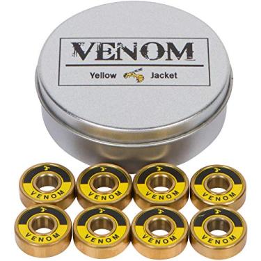 Imagem de Jaqueta amarela Premium Skateboard Bearings – Revestimento de titânio, bolas de cerâmica – Pro Longboard – Alta velocidade, precisão para skates, longboards, skates, patins, Gold Venom