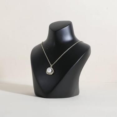 Imagem de GemeShou Manequim de exibição de joias de gesso 3D, suporte de busto preto para decoração de casa, colar pingente de corrente para venda 【Busto de gesso】