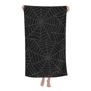 Imagem de Toalha de praia de teia de aranha de Halloween, preto cinza absorvente toalha de banho gótica sem areia de secagem rápida, toalha de microfibra gótica grande para homens, mulheres, viagem, acampamento