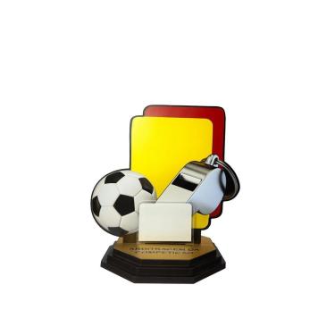 Imagem de Troféu Futebol Dourado Arbitragem Cartões Mdf/acrílico 20cm-Unissex