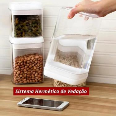 Imagem de Kit 3 Potes Guarda Alimento Vasilha Armazena Arroz Feijão Cozinha Reci