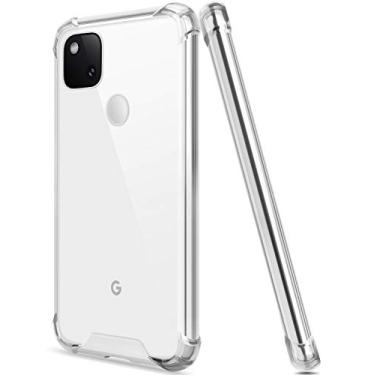 Imagem de Capa Salawat para Google Pixel 4a [não serve com 4a 5G], capa protetora transparente e bonita gradiente de TPU (poliuretano termoplástico) reforçado com parte traseira rígida de policarbonato à prova de choque para Google Pixel 4a 5,8 polegadas 2020 (transparente)