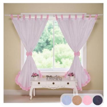 Imagem de Cortina 04 Peças Quarto de Bebê Menina Menino Simples Decoração Amarri