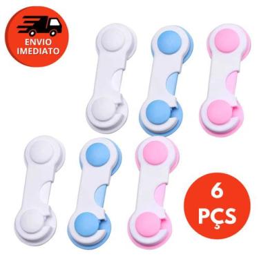Imagem de Kit Trava Gaveta Porta Armário Tranca Geladeira Segurança Proteção Beb