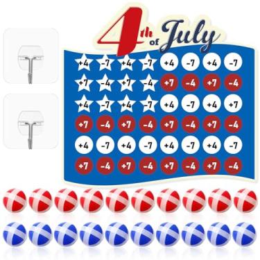 Imagem de Seenelling Jogo de festa de 4 de julho bandeira americana grande tabuleiro de dardos com 20 bolas adesivas Dia da Independência lembrancinhas de festa decoração patriótica 4 de julho atividades ao ar