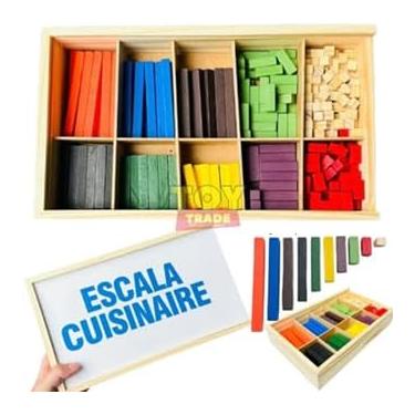 Imagem de Escala Cuisenaire 294 Peças Completa Cx De Madeira Brinquedo Educativo Pedagogico Escolar Contador