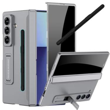 Imagem de YQODSZ Capa para Samsung Galaxy Z Fold 7 com suporte para caneta S e caneta stylus coláveis, capa fina de corpo inteiro com protetor de tela de privacidade, capa de dobradiça, suporte, antiarranhões