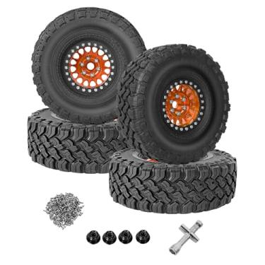Imagem de hopsupRC Aluminium 1.9in Beadlock Wheel Rim&1.9in Tires Tyres Upgrades Part for 1/10 Axia1 SCX10 SCX10 II 90046 SCX10 III TRX4 D90.Aolly Wheel Rim 1.9inch Beadlock Wheel Hub Rim（4pcs Orange）