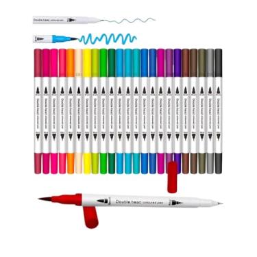 Imagem de Kit Canetas Brush Pen e Ponta Fina 2 em 1 Kit Profissional para Lettering Caligrafia Pintura e Desenho Canetinhas Coloridas Dual Tip para Artistas Estudantes e Adultos (24)