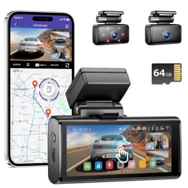 Imagem de Câmera Veicular AZDOME M580 3CH 5K com tela sensível ao toque de 4" e visão noturna infravermelha, WIFI GPS modo de estacionamento