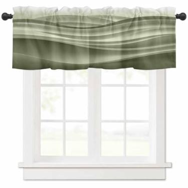 Imagem de Cortinas abstratas com isolamento térmico para janela com bolso para varão - Cortinas estampadas com textura fluida gradiente verde sálvia para quarto e sala de estar, cortinas de camada de decoração