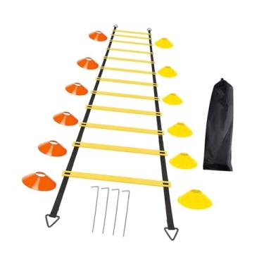 Imagem de UGPLM Conjunto de equipamentos de treinamento de agilidade de futebol com 10 cones, fácil montagem, escada de velocidade multifuncional para exercícios de
