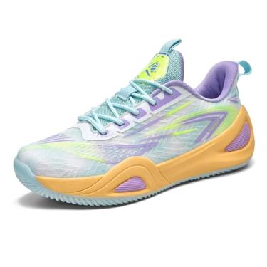 Imagem de Novetra Tênis de basquete masculino para atividades ao ar livre, calçados esportivos de cano alto, botas de basquete antiderrapantes para treinamento(Green,40 BR)