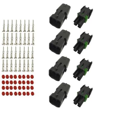 Imagem de 4 pares de conectores de fio elétrico automotivo à prova d'água 4 pinos macho e fêmea 20-14AWG chicote de fios conector de vela de ignição para carro, caminhão, barco