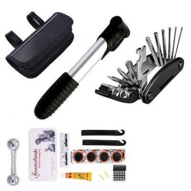 Imagem de Kit c/ Bomba de Ar Bike Ferranentas Remendo Reparo Bicicleta Ciclista 