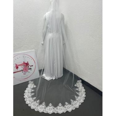 Imagem de Véu Barato 3,5 Metros Mantilha Renda Branco Noiva Pente V73 - Milly - 