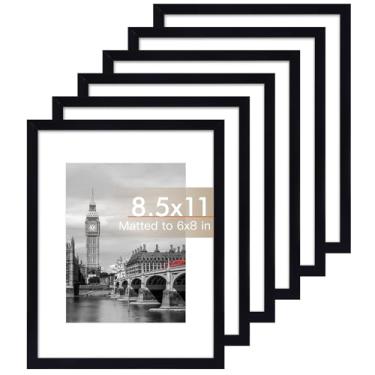 Imagem de Fixwal Conjunto de 6 porta-retratos de 21 x 27 cm com vidro plástico resistente a quebras, bordas finas e leves para exibição de parede ou mesa, preto