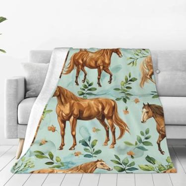 Imagem de citari Cobertor de cavalo, decoração de cavalos, cobertor de animais para meninas, meninos, amantes, superquente, macio, macio, de flanela de lã, cobertor de cama para sofá de inverno para crianças