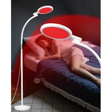 Imagem de Lâmpada de chão de luz vermelha de 670 nm para dormir, lâmpada de sol ajustável de espectro total com controle remoto, controle de toque, 6 modos de cena e 10 níveis de brilho, dispositivo de sono de