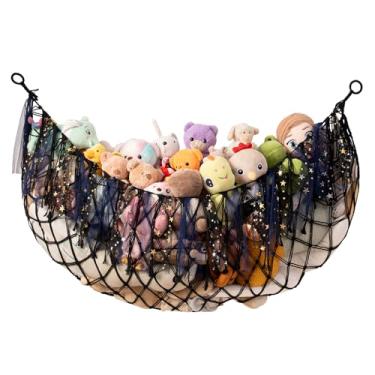 Imagem de MKO SHUN Rede grande de bichos de pelúcia, rede de pendurar na parede de 140 cm C para armazenamento de animais de pelúcia, rede de brinquedo de macramê Boho para crianças, meninas, quarto, sala de