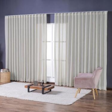 Imagem de Cortina Voil Flamê Gaze De Linho 6,00m X 2,50m Trilho Suiço Alto Padrão (Avelã)