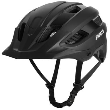 Imagem de Favoto Capacete adulto para mountain bike - leve certificado CPSC com coluna reforçada e viseira destacável, capacete de bicicleta de estrada MTB, ajustável 59-61 cm masculino e feminino, preto