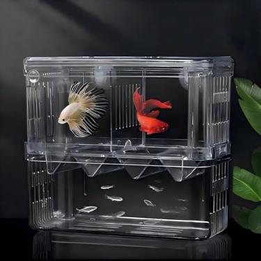 Imagem de EKMOIS Caixa de criador de peixes de aquário, incubadora de incubadora, caixa multifuncional de isolamento de criador de acrílico, caixa de incubadora para incubadora de peixes, fritos, camarões