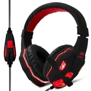 Imagem de Headset Fone Gamer Com Microfone Preto e Vermelho - K-nup