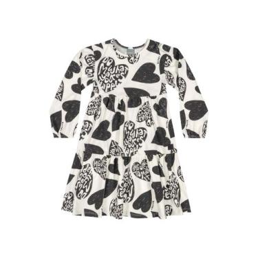 Imagem de Vestido Estampado Infantil Quimby, Preto, 4
