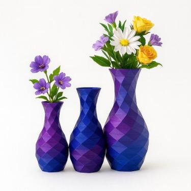 Imagem de KIt 3 Vasos decorativos 3D PLA biodegradável para decoração sustentáve