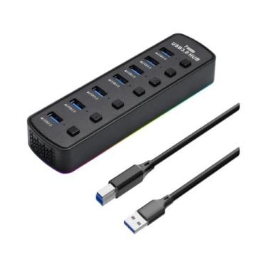 Imagem de Hub USB 3.0 RGB De Alta Velocidade, Adaptador De Dados De 7 Portas Com