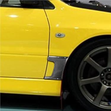 Imagem de 2 peças de decoração para para-lamas dianteiro esquerdo e direito em fibra de carbono real para carro, compatível com Mitsubishi Lancer Evolution EVO 7, 8 e 9º anos de 2001 a 2007
