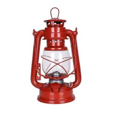 Imagem de Lampião Querosene 24Cm Lamparina 200Ml Luminária -Vermelho - Mhr