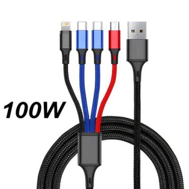 Imagem de Cabo USB 4 Em 1 De Carregamento Rápido 3A USB a Para Micro USB Tipo C 