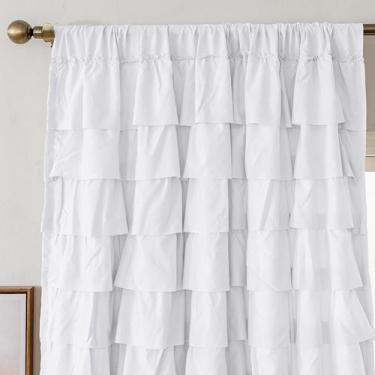 Imagem de Cortina Kotile White Ruffle 137 cm de comprimento, 1 painel, quarto