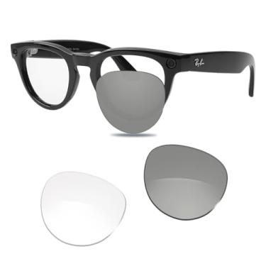 Imagem de Glintbay Óculos de sol de substituição para lentes transparentes fotocromáticas Ray-Ban RW4009F 51 mm de ponte baixa para a série Meta, adaptadas para armações de forro de cabeça