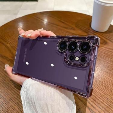 Imagem de HJZSZX Para Samsung A54 Luxury Shockproof Clear Case Hard Hybrid Bumper Cover (Para Samsung A54/Roxo escuro)