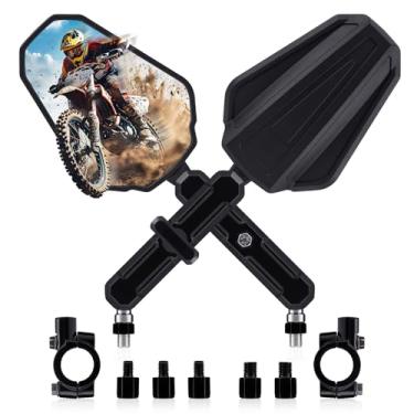 Imagem de Espelhos de motocicleta Adventure - M8 M10 preto dobrável ATV retrovisor, espelhos laterais de guidão de 7/20.3 cm, cabeça esférica ajustável 360 compatível com Street Dirt Bike ATV off-road scooter