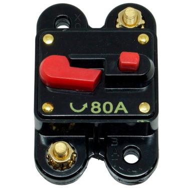 Imagem de Disjuntor Automotivo 80A Proteção Som Bateria Fusível Resetável Liga Desliga Svart 0758