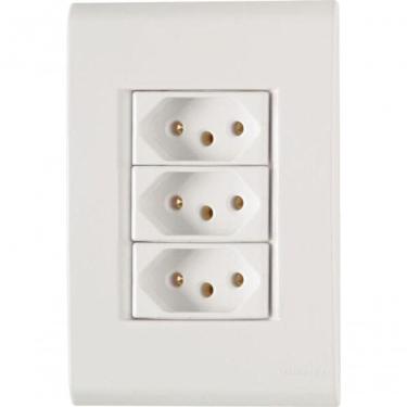 Imagem de Conjunto 4x2 3 Tomadas 2p+t 10 A 250 V Tramontina Liz Branco