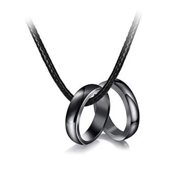 Imagem de COLORFUL BLING Conjunto de 2 anéis de pedra de hematita preta para absorção de ansiedade, equilíbrio de energia negativa, joia de cura de chacras para mulheres e homens (6 mm), Pedra, ímã