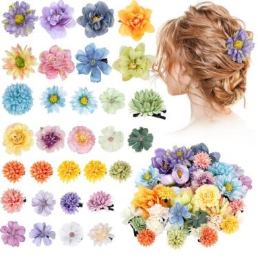 Imagem de Conjunto de clipes de cabelo de flores KorviShow 41 peças para mulhere