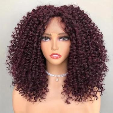 Imagem de ColorCircle Borgonha 99J Peruca de renda frontal encaracolada para mulheres negras, vinho tinto misturado cor preta derretida pele HD Lace Frontal Perucas sem cola pré-arrancadas com cabelo de bebê