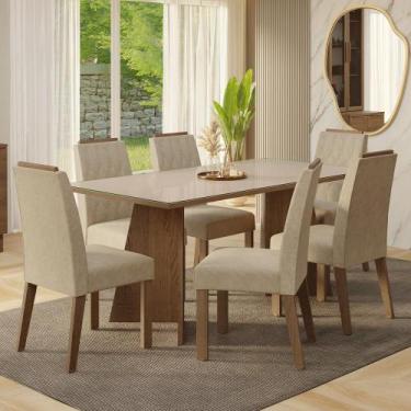 Imagem de Conjunto Sala de Jantar Tampo de Vidro 6 Cadeiras Siena Madesa, Rustic