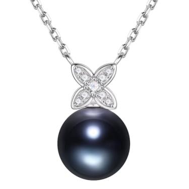 Imagem de Iefil Colar feminino de pérolas pretas taitianas, colares de pérolas cultivadas em água doce natural para mulheres, joias de luxo de pérolas de 10 a 11 mm, presentes de aniversário para esposa, mãe