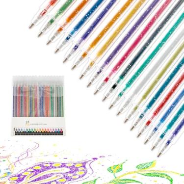 Imagem de XYDHQS Conjunto de canetas de gel com glitter, conjunto de canetas de gel coloridas, canetas de gel multicoloridas para colorir, canetas de gel neon para livros de colorir, desenho e rabiscos (18