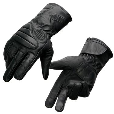 Imagem de Milwaukee Leather Luvas de mão masculinas de couro preto SH451 para motociclista com proteção de acolchoamento de pulso e articulação - GG