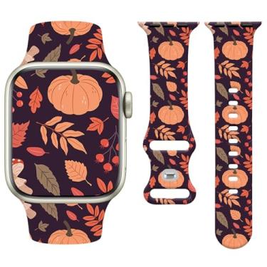 Imagem de Watbro Pulseira feminina para Apple Watch Pumpkin de 38 mm, 40 mm, 41 mm, 42 mm, 44 mm, 45 mm e 49 mm, feminina e masculina, para Apple Watch séries 10, 9, 8, 7, 6, 5, 4, 3, 2 e 1 SE, ultra