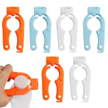 Imagem de Pacote com 6 abridor de tampa de garrafa de plástico – Abridor de lata de água/refrigerante de fácil aderência para mãos artríticas e fracas, abridores de garrafa de água multiuso, abridores