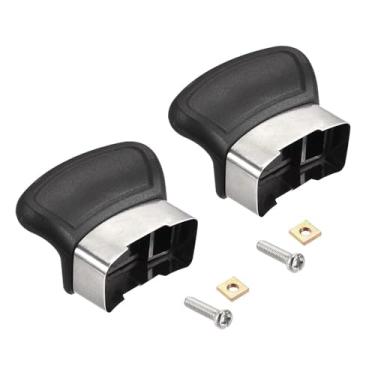 Imagem de RiseDirectly Pegas de substituição pretas foscas, 2 peças de alças laterais de plástico de metal, panela de cozinha, alça lateral curta com parafusos de montagem, acessórios para panelas de pressão